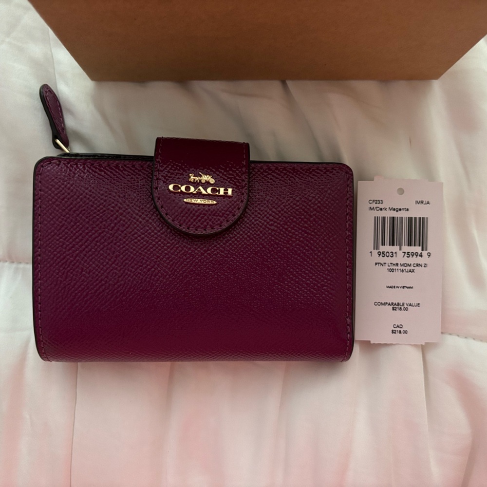 Coach Magenta/Dark Purple Leather Wallet